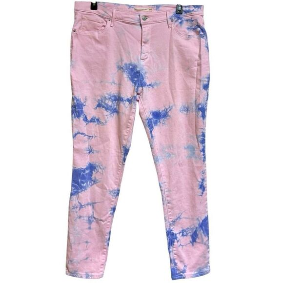 Levi’s Pink Purple Tie Dye 721 High Rise Skinny Ankle Jeans Size 20W - Picture 4 of 13